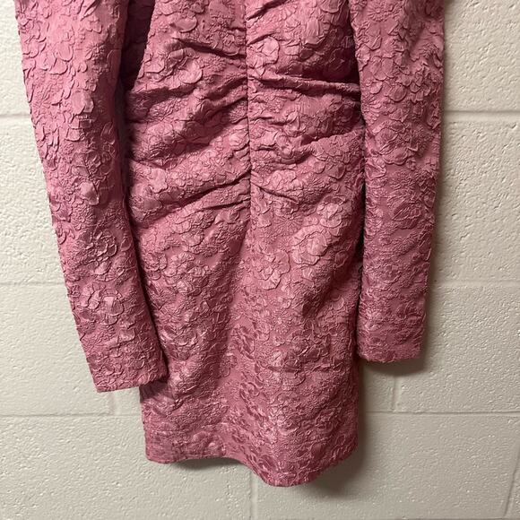 GANNI Stretch Jacquard V Neck Mini Dress in Orchid Smoke Pink Size 34 2 - Picture 11 of 15